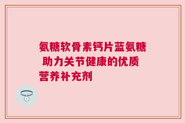 氨糖软骨素钙片蓝氨糖 助力关节健康的优质营养补充剂