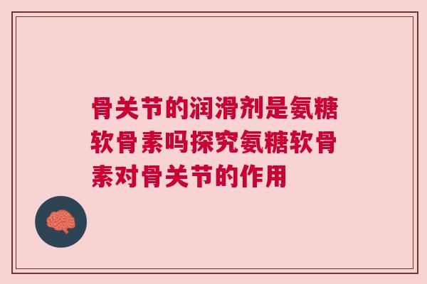 骨关节的润滑剂是氨糖软骨素吗探究氨糖软骨素对骨关节的作用
